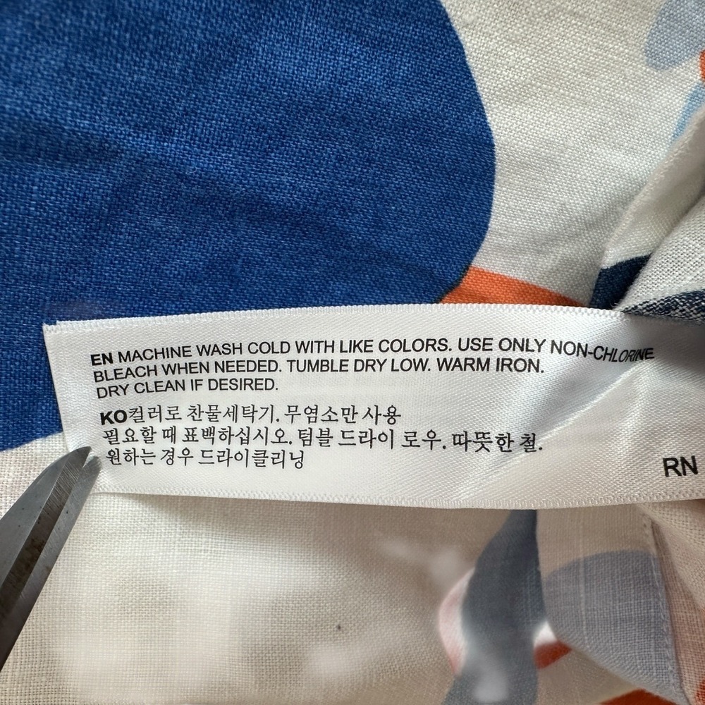 Porter & Ash Mens 100% Linen Shirt Abstract Blue Orange Summer Vacation Resort M - Picture 5 of 5
